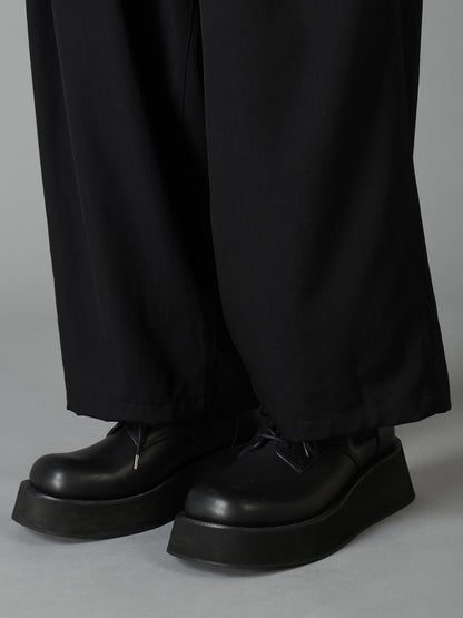 WOOL GABARDINE APPLIQUE 12 TUCK PANTS