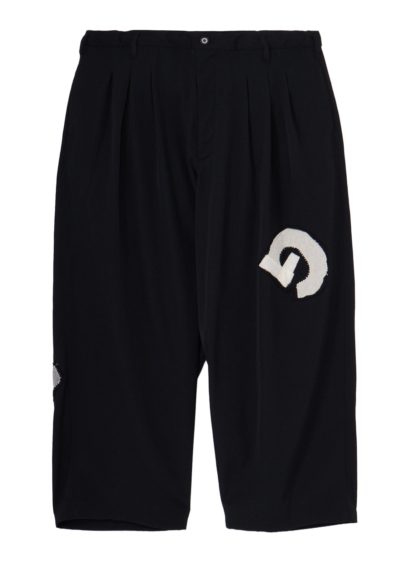 WOOL GABARDINE APPLIQUE 12 TUCK PANTS