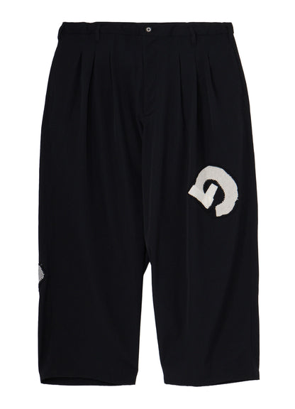 WOOL GABARDINE APPLIQUE 12 TUCK PANTS