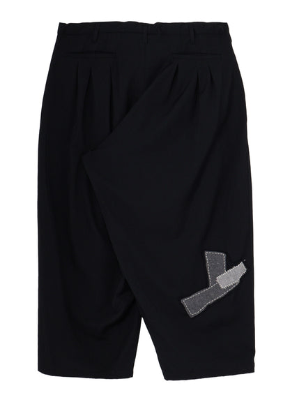 WOOL GABARDINE APPLIQUE 12 TUCK PANTS