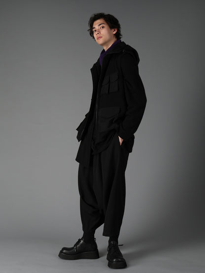 WOOL GABARDINE SAROUEL PANTS