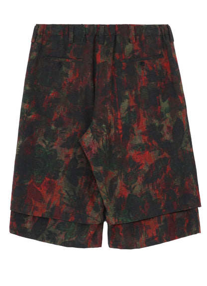 COTTON WOOL VIYELLA SHADOW FLORAL PATTERN DOUBLE LAYER HALF PANTS
