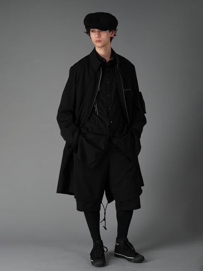 WOOL GABARDINE DOUBLE LAYER HALF PANTS