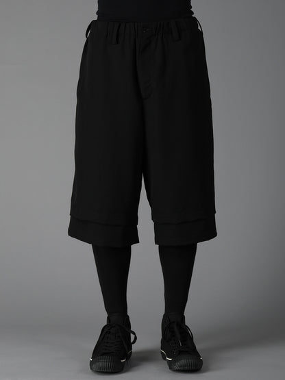 WOOL GABARDINE DOUBLE LAYER HALF PANTS