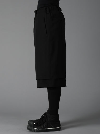 WOOL GABARDINE DOUBLE LAYER HALF PANTS