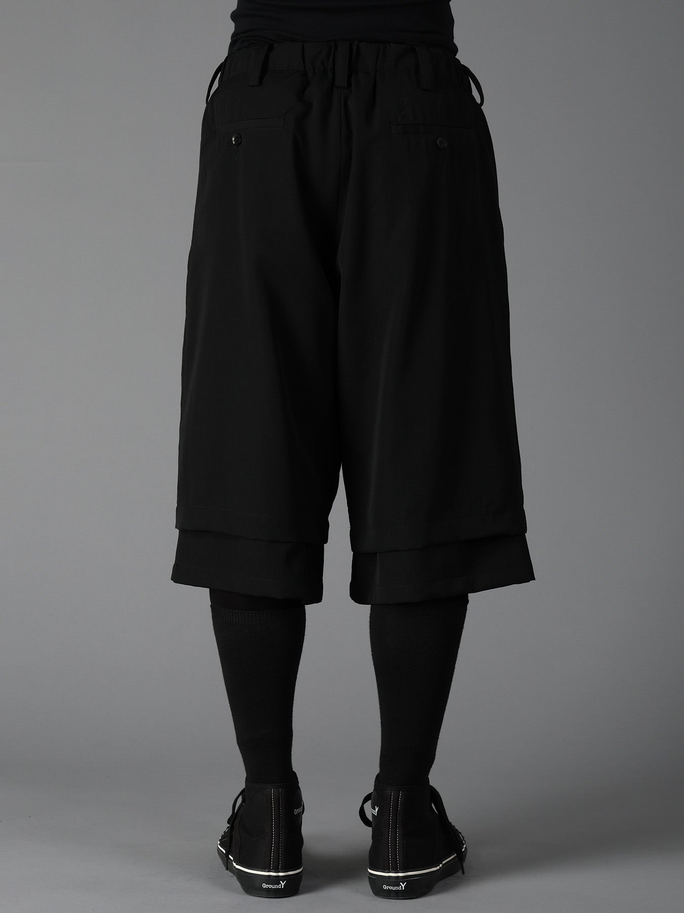 WOOL GABARDINE DOUBLE LAYER HALF PANTS