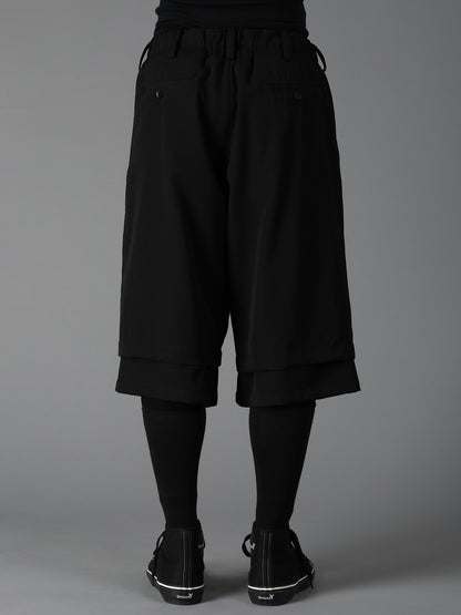WOOL GABARDINE DOUBLE LAYER HALF PANTS