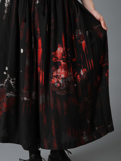 RAYON FLORAL STRIPED CULOTTE PANTS