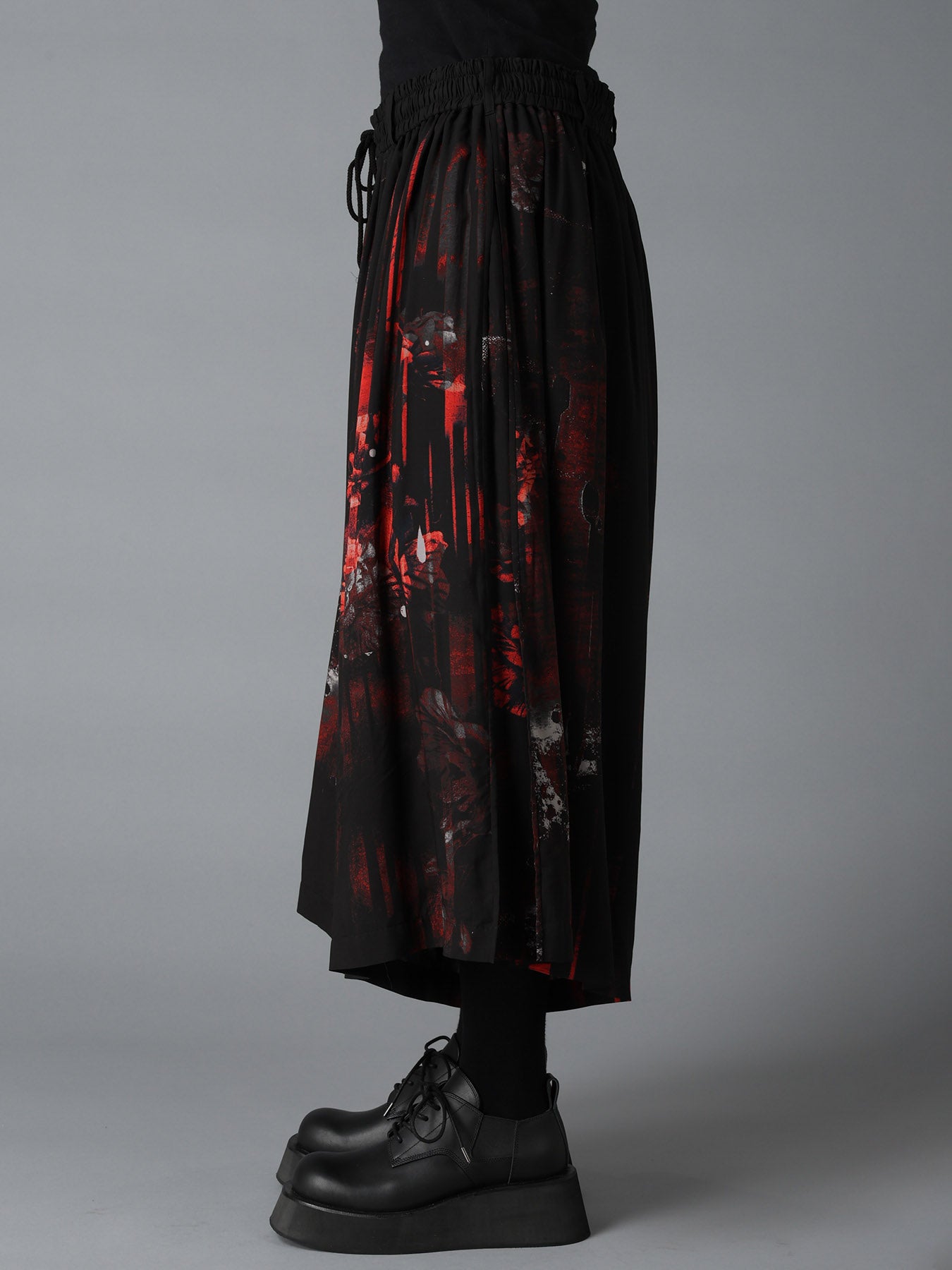 RAYON FLORAL STRIPED CULOTTE PANTS