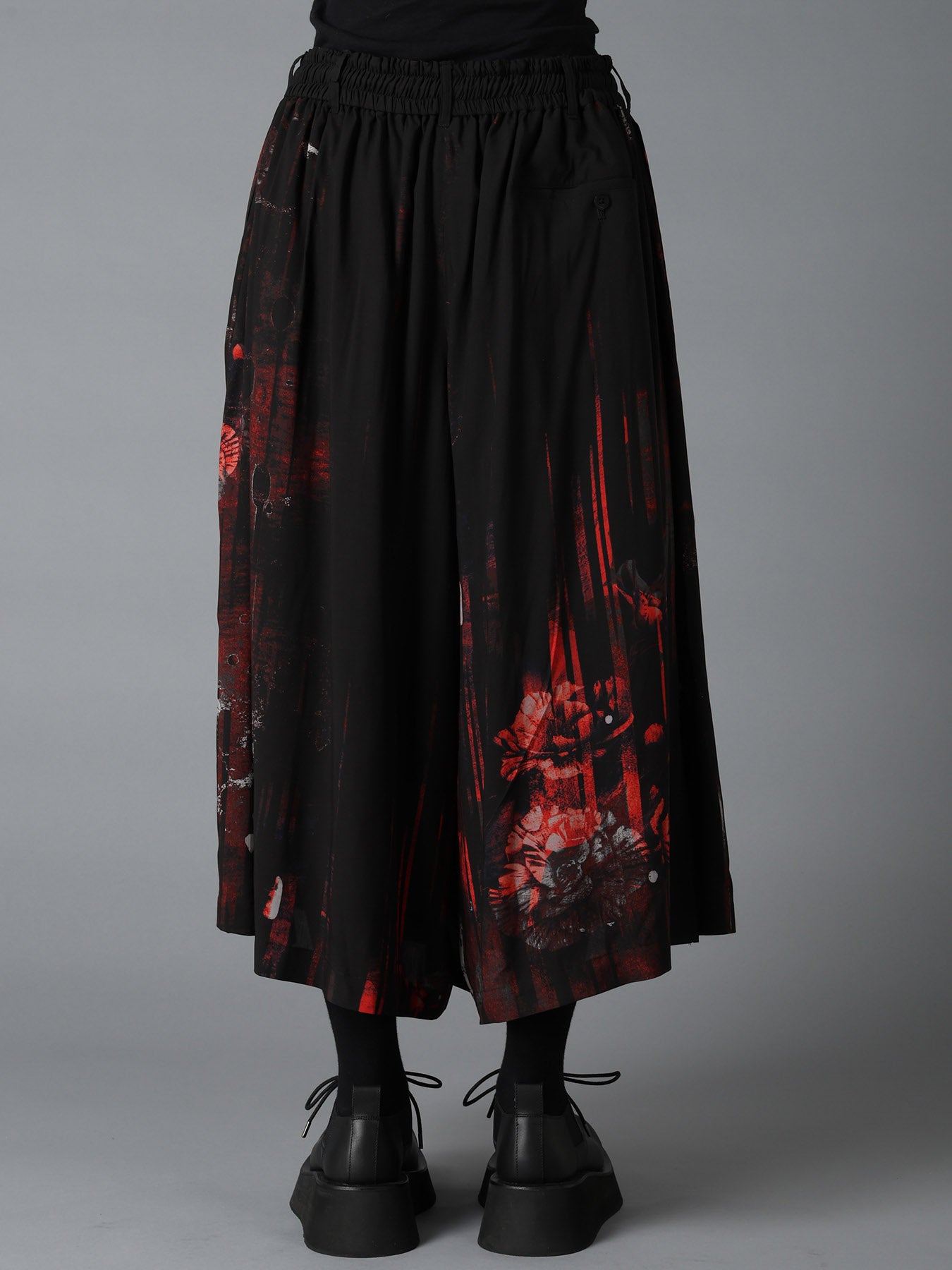 RAYON FLORAL STRIPED CULOTTE PANTS