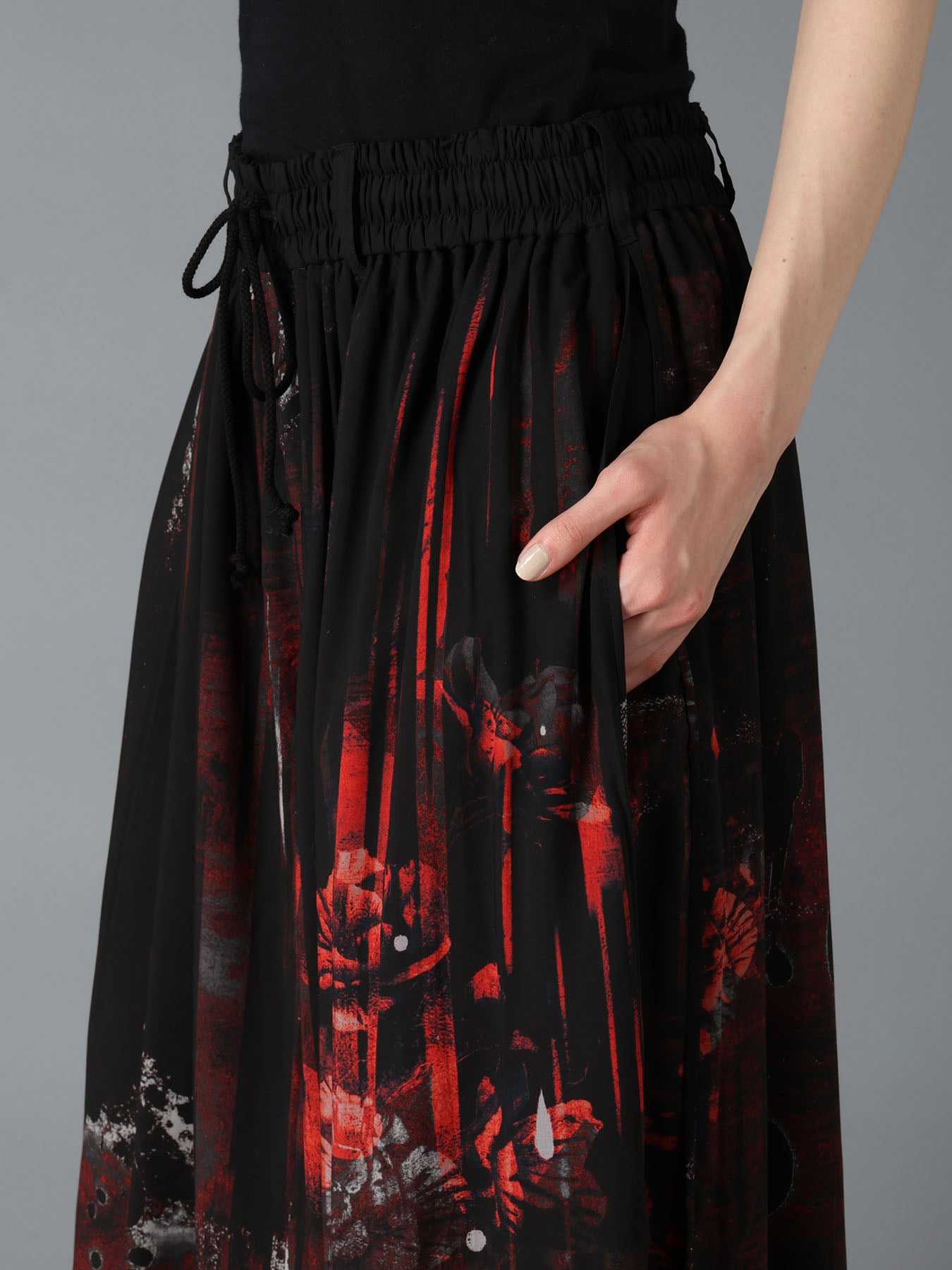 RAYON FLORAL STRIPED CULOTTE PANTS