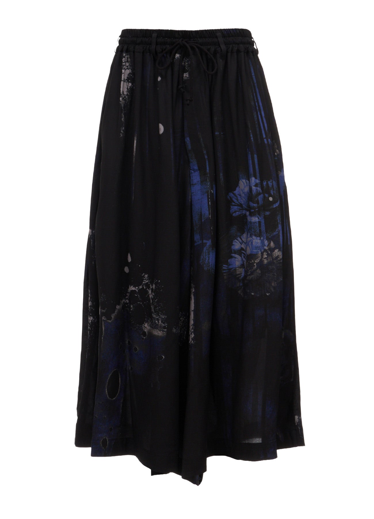 RAYON FLORAL STRIPED CULOTTE PANTS