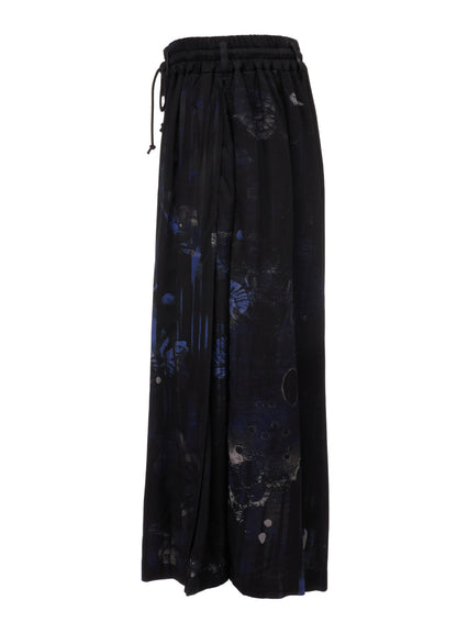 RAYON FLORAL STRIPED CULOTTE PANTS