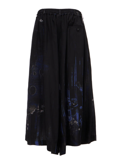 RAYON FLORAL STRIPED CULOTTE PANTS