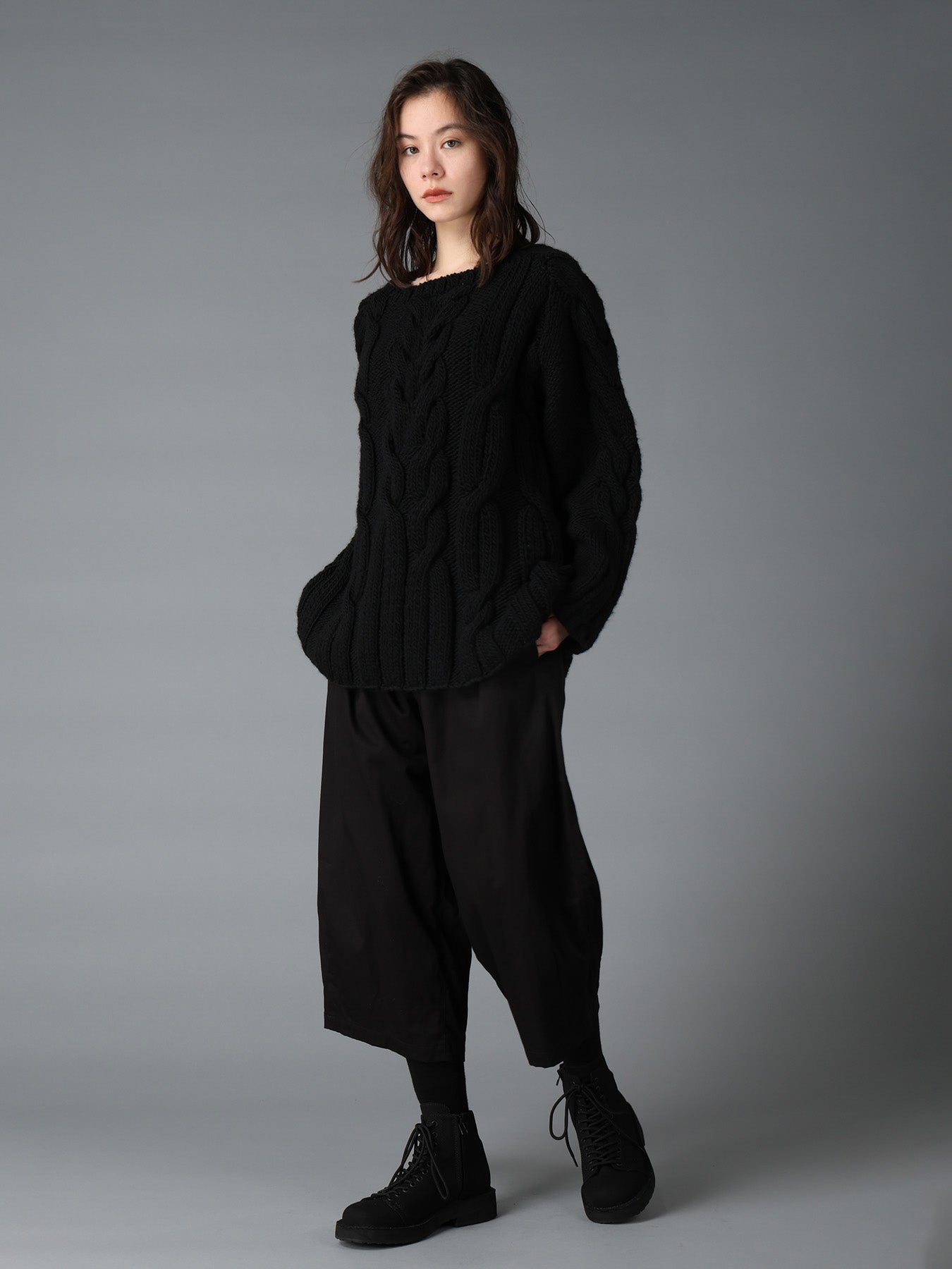 COTTON TWILL WIDE PANTS