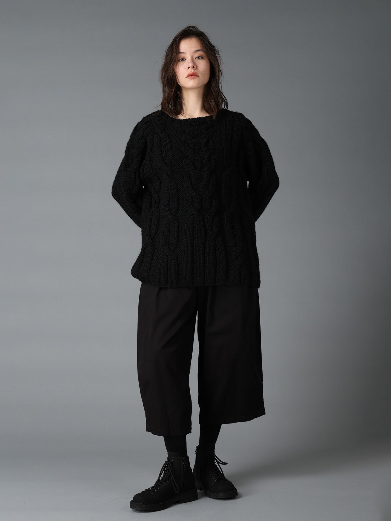 COTTON TWILL WIDE PANTS