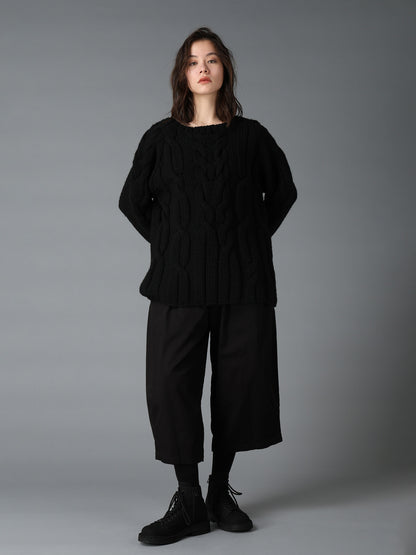 COTTON TWILL WIDE PANTS