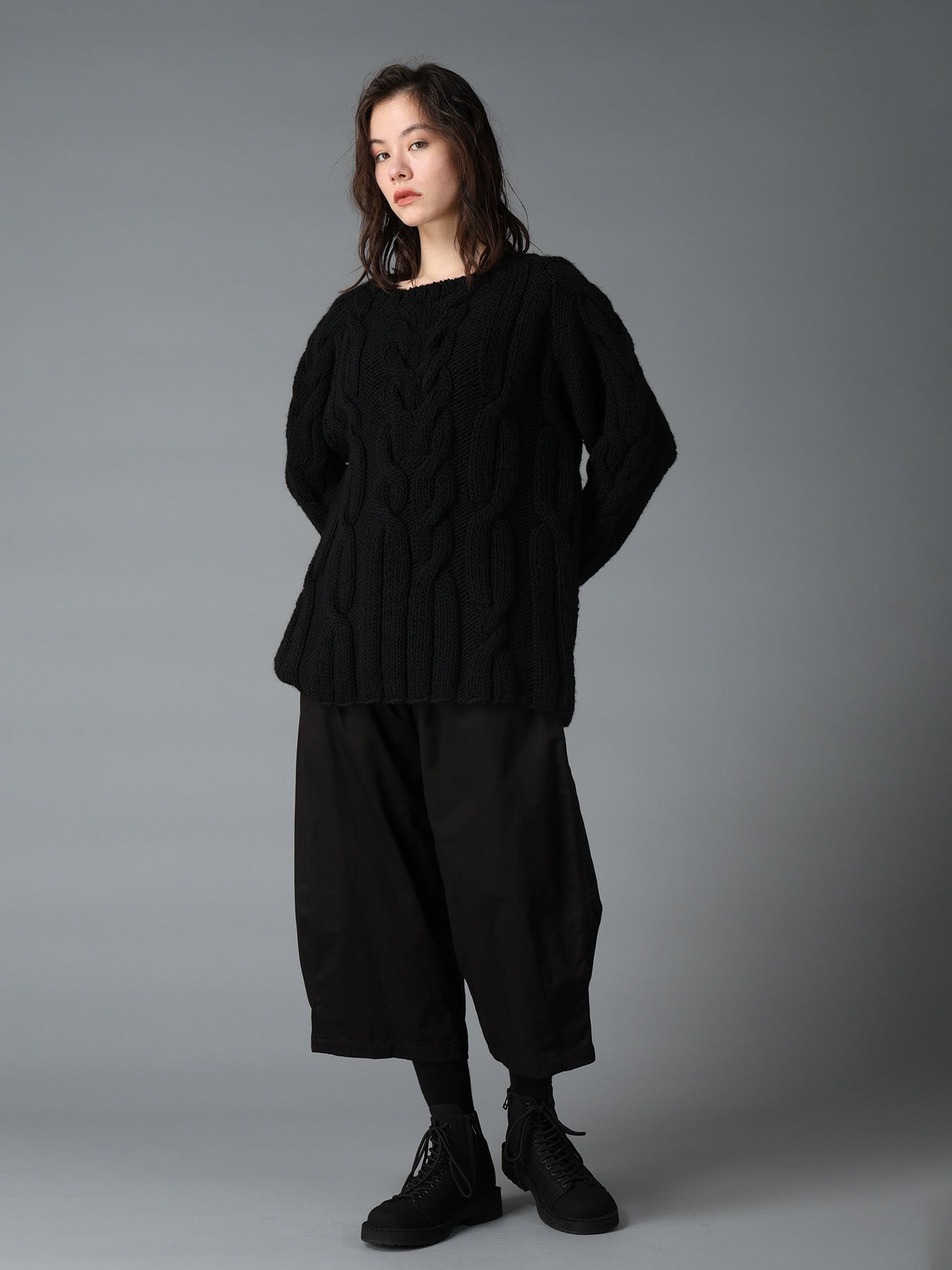 COTTON TWILL WIDE PANTS