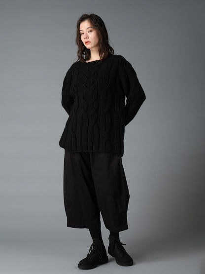 COTTON TWILL WIDE PANTS