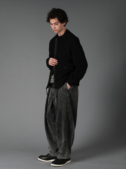SULFUR-DYED CORDUROY CHEMICAL-BLEACH 12-TUCK PANTS