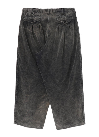 SULFUR-DYED CORDUROY CHEMICAL-BLEACH 12-TUCK PANTS