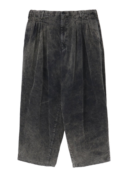 SULFUR-DYED CORDUROY CHEMICAL-BLEACH 12-TUCK PANTS