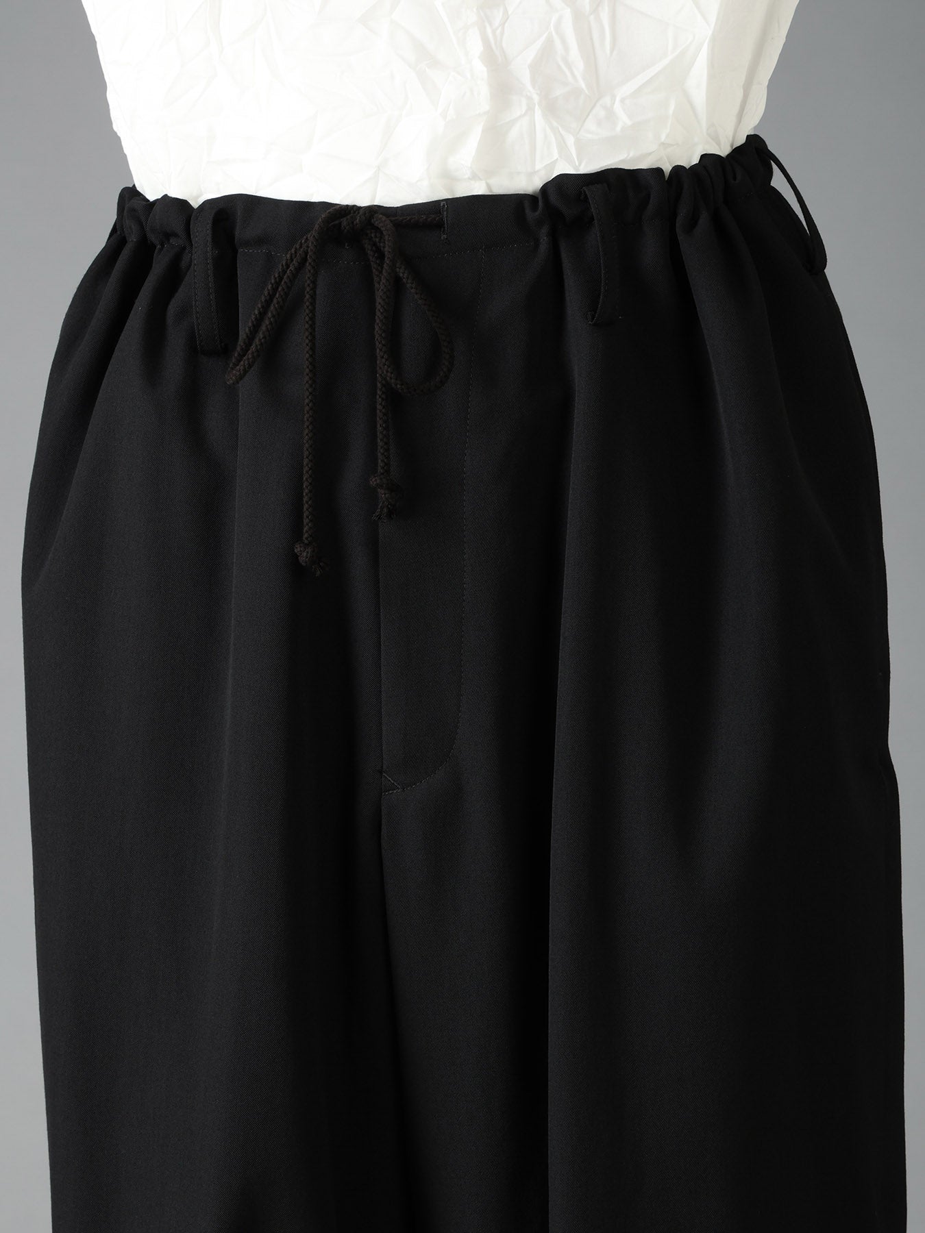WOOL GABARDINE APPLIQUE DRAWSTRING PANTS