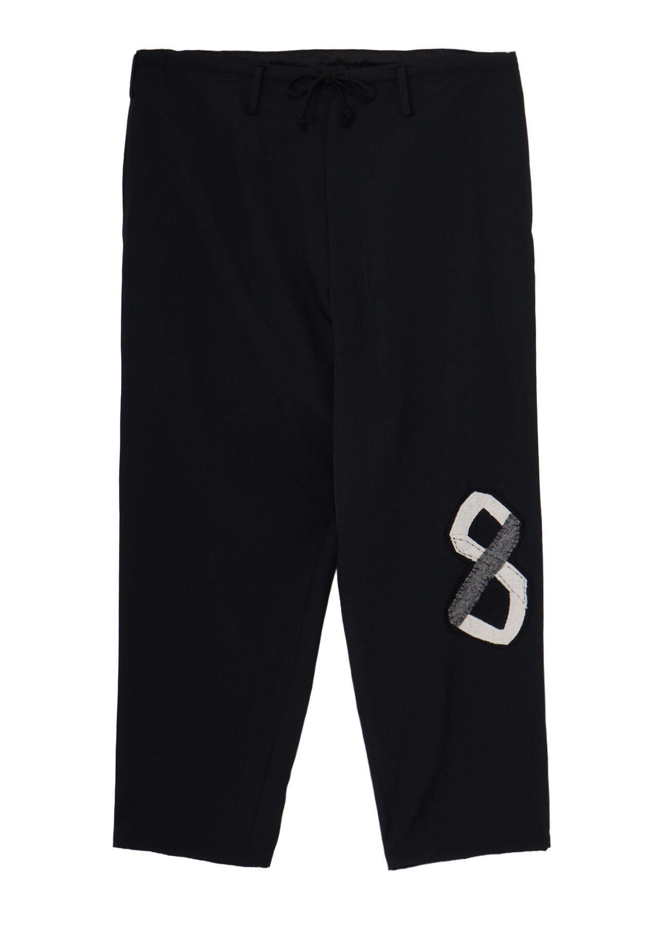 WOOL GABARDINE APPLIQUE DRAWSTRING PANTS
