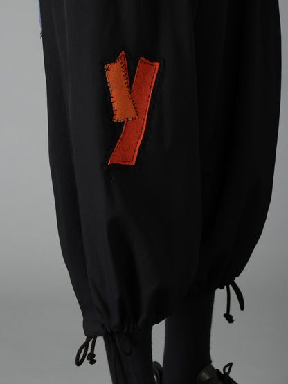 WOOL GABARDINE APPLIQUE BALLOON PANTS