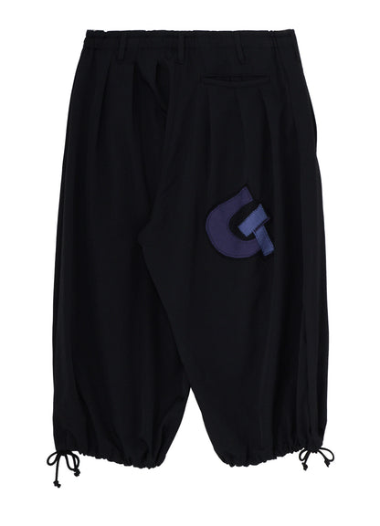 WOOL GABARDINE APPLIQUE BALLOON PANTS
