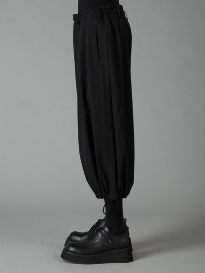 WOOL GABARDINE APPLIQUE BALLOON PANTS