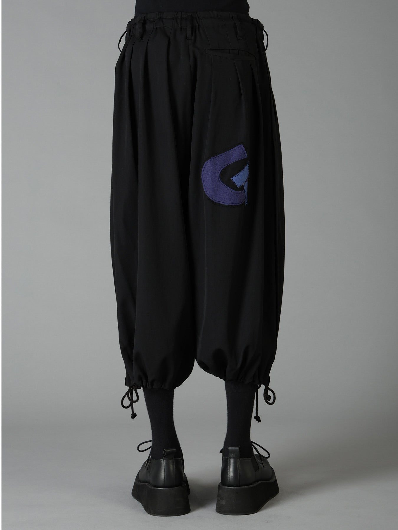 WOOL GABARDINE APPLIQUE BALLOON PANTS