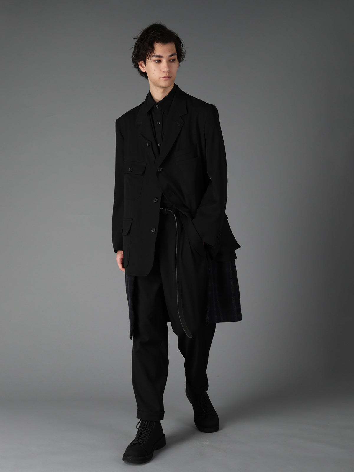 WOOL GABARDINE FLAP PANTS