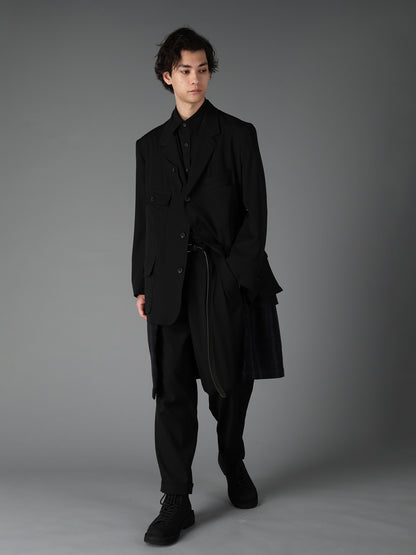 WOOL GABARDINE FLAP PANTS