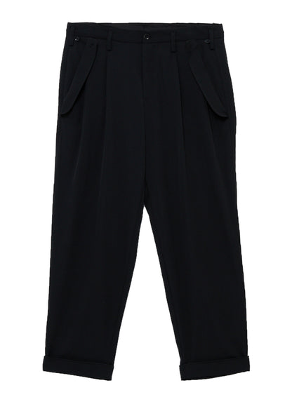 WOOL GABARDINE FLAP PANTS