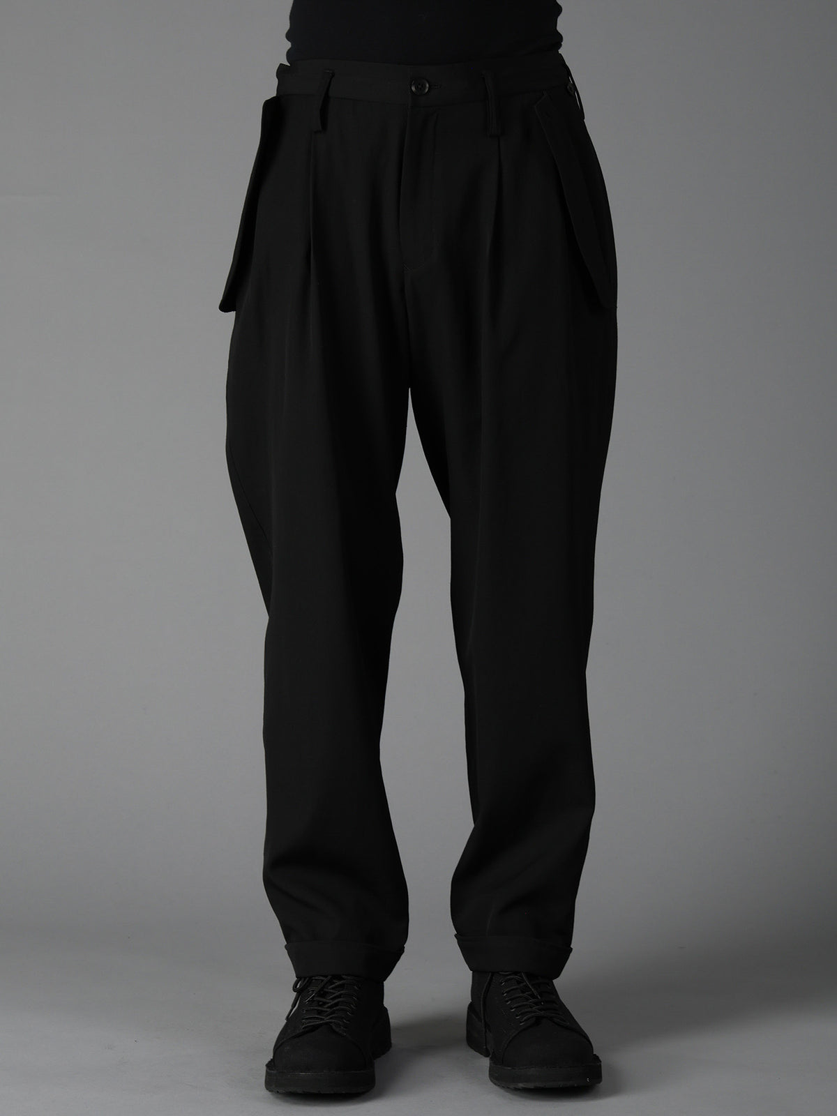 WOOL GABARDINE FLAP PANTS