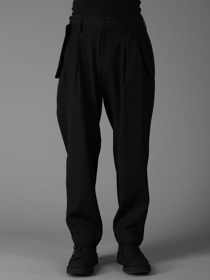 WOOL GABARDINE FLAP PANTS
