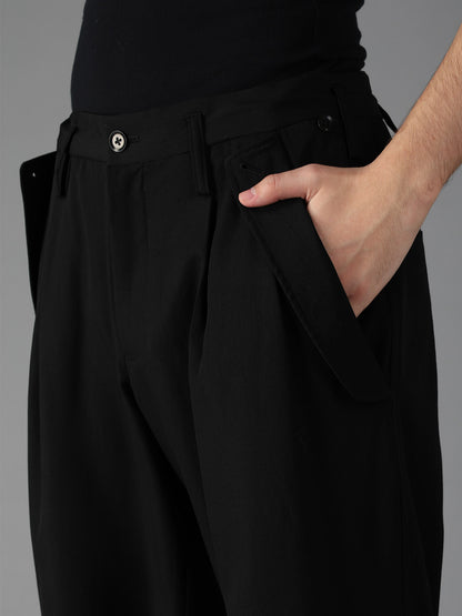 WOOL GABARDINE FLAP PANTS