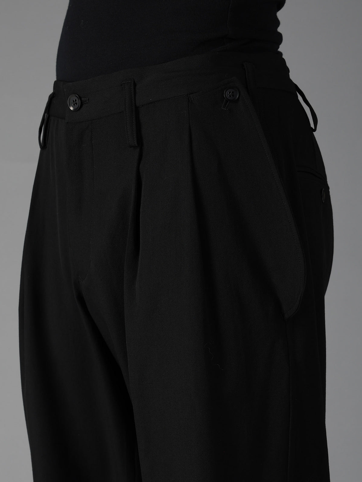 WOOL GABARDINE FLAP PANTS