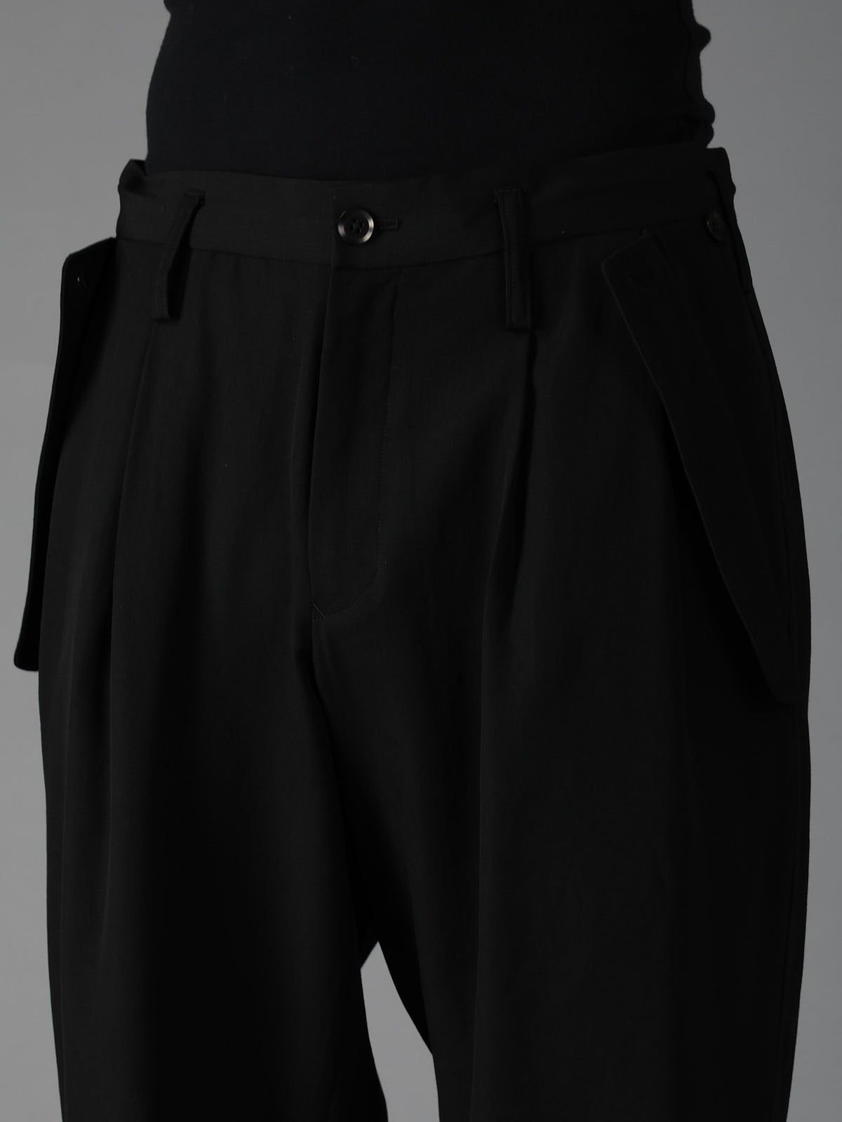 WOOL GABARDINE FLAP PANTS