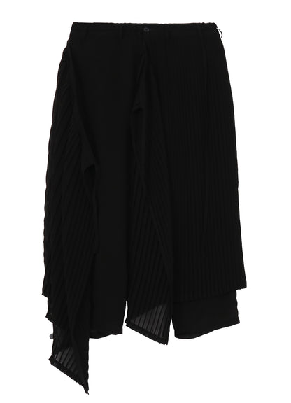 BLACK CHIFFON PLEATS SKIRT PANTS