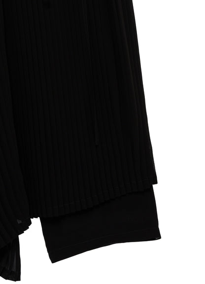 BLACK CHIFFON PLEATS SKIRT PANTS