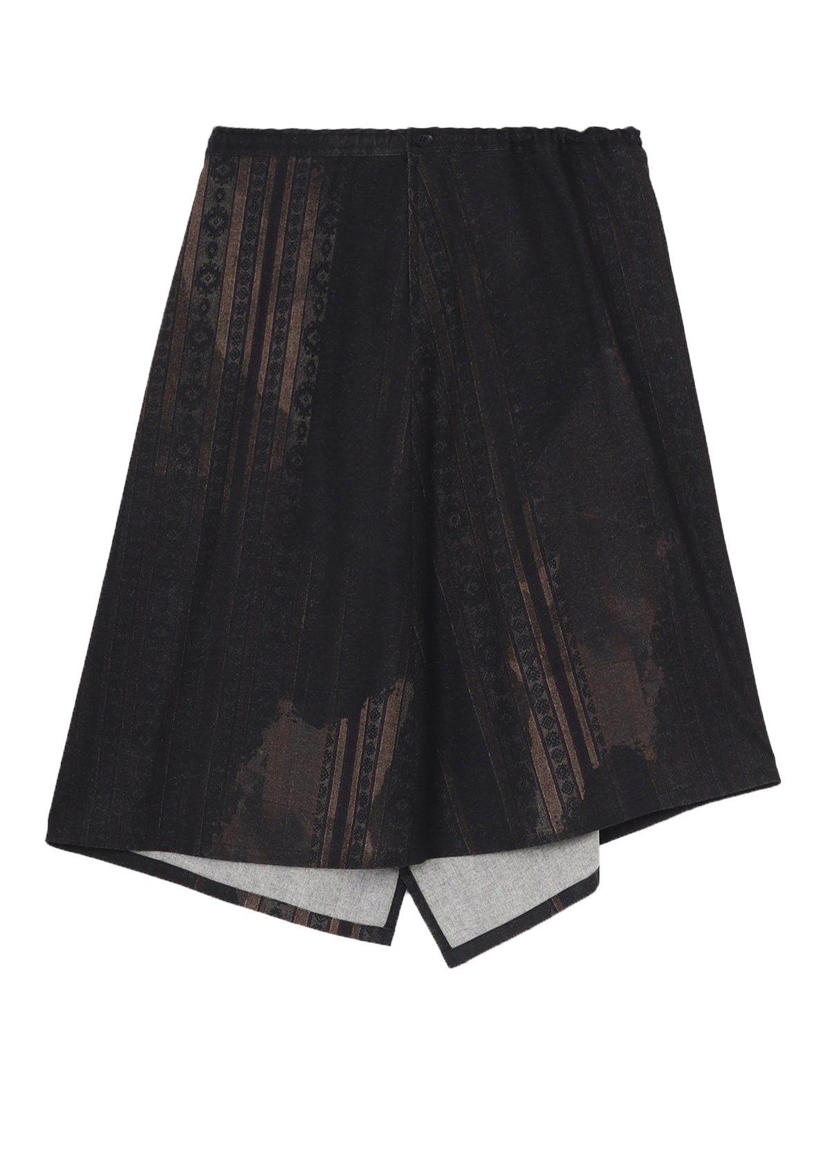 WOOL NYLON FLANNEL GREY STRIPE LEFT DROP SKIRT