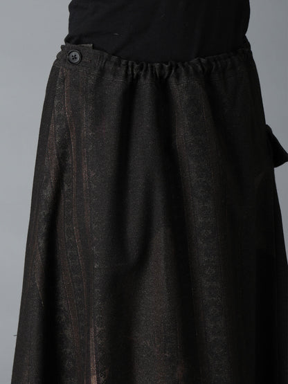 WOOL NYLON FLANNEL GREY STRIPE LEFT DROP SKIRT