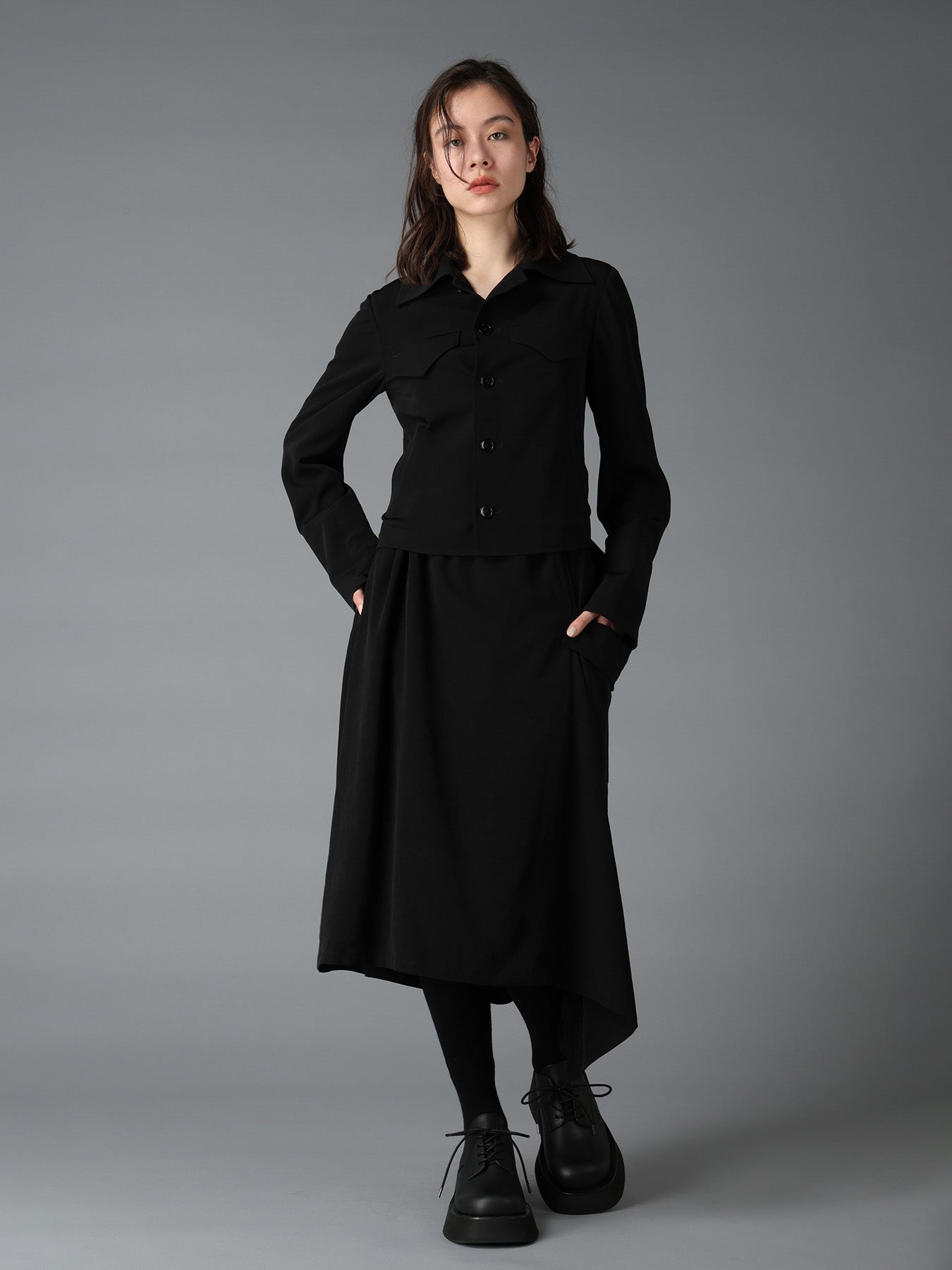 CREPE de CHINE LEFT DROP GATHER SKIRT