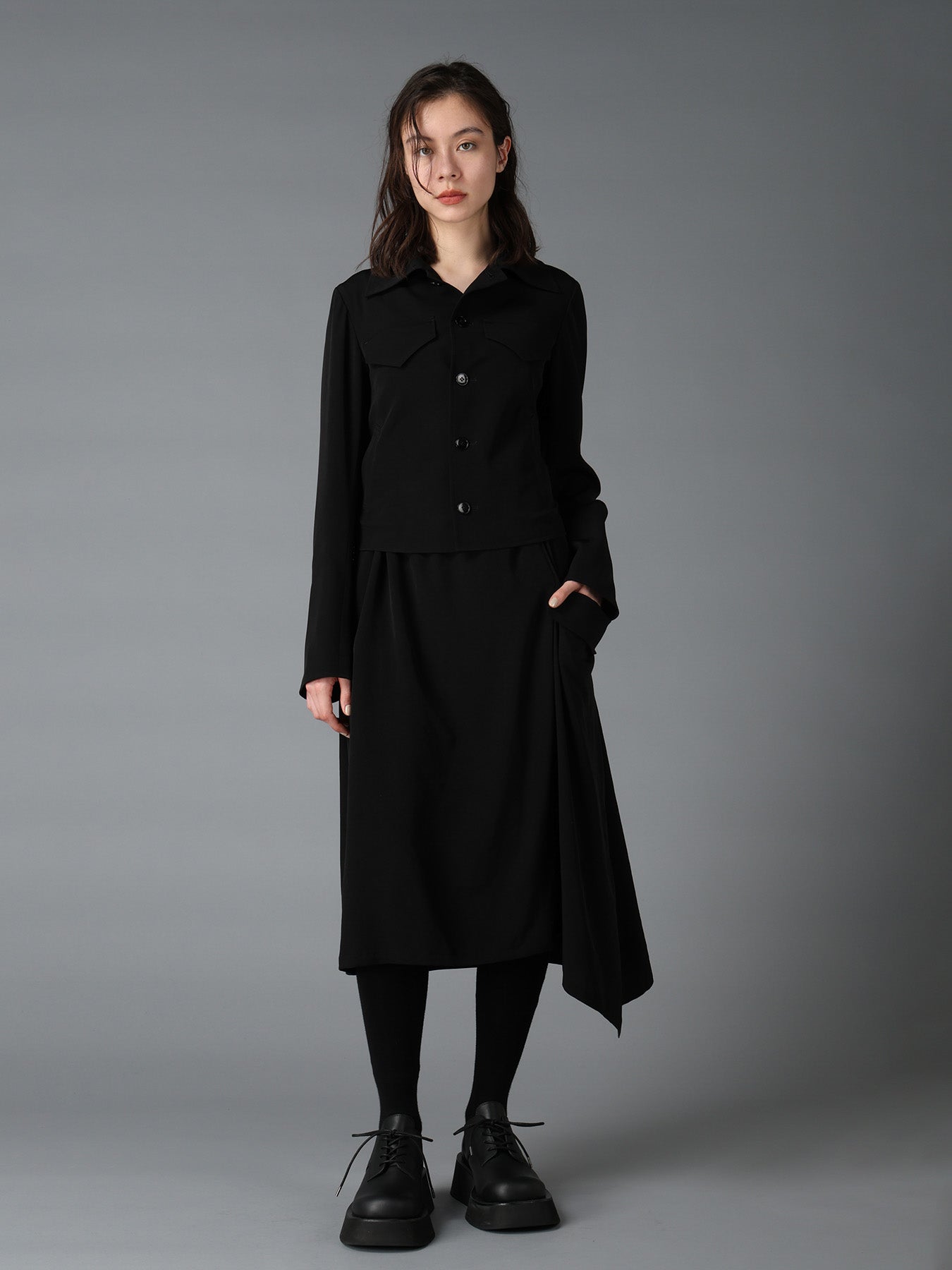 CREPE de CHINE LEFT DROP GATHER SKIRT