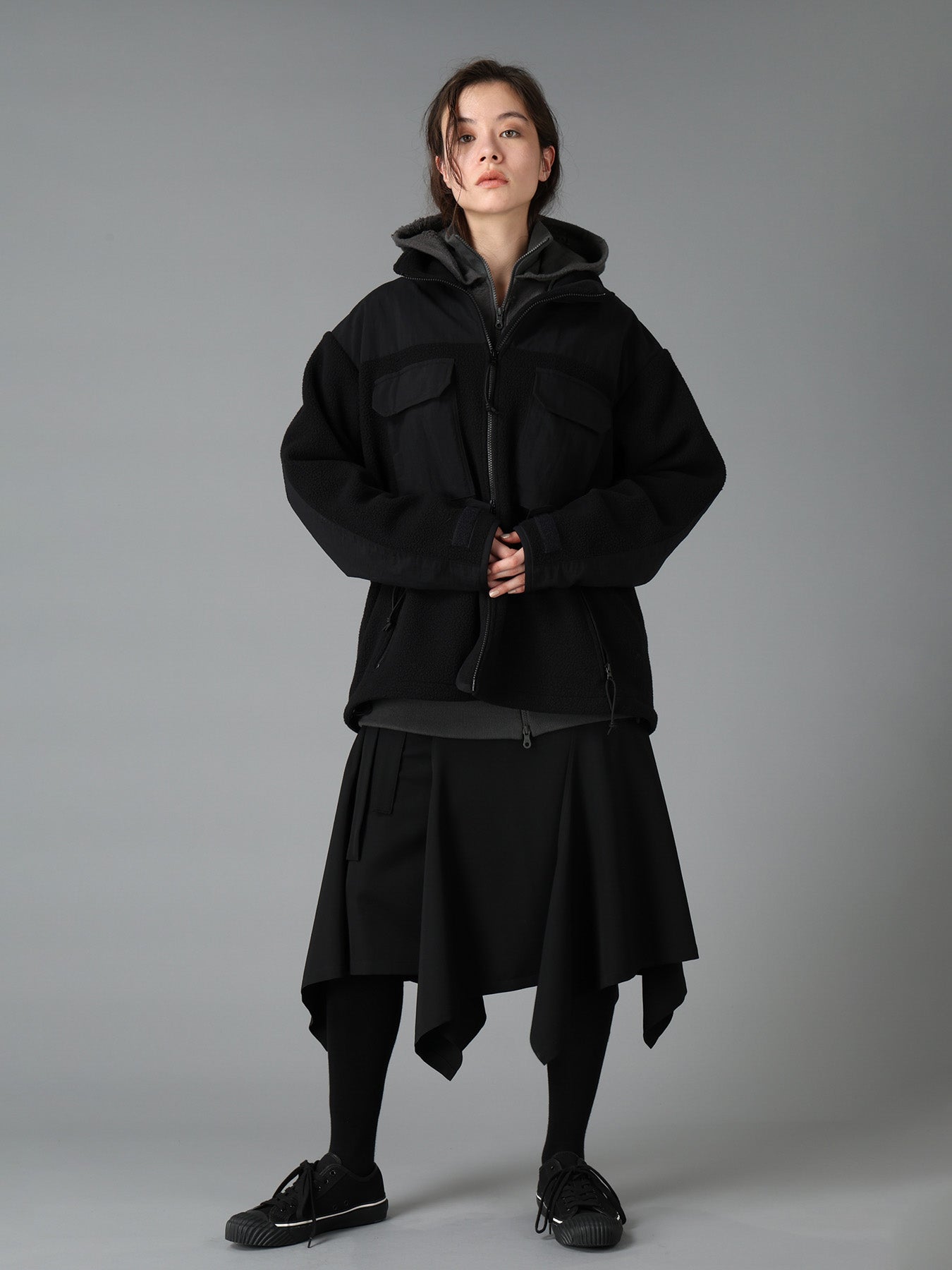 WOOL GABARDINE WRAP SKIRT