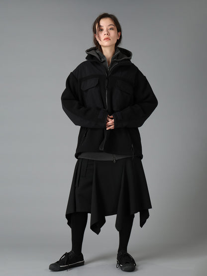 WOOL GABARDINE WRAP SKIRT