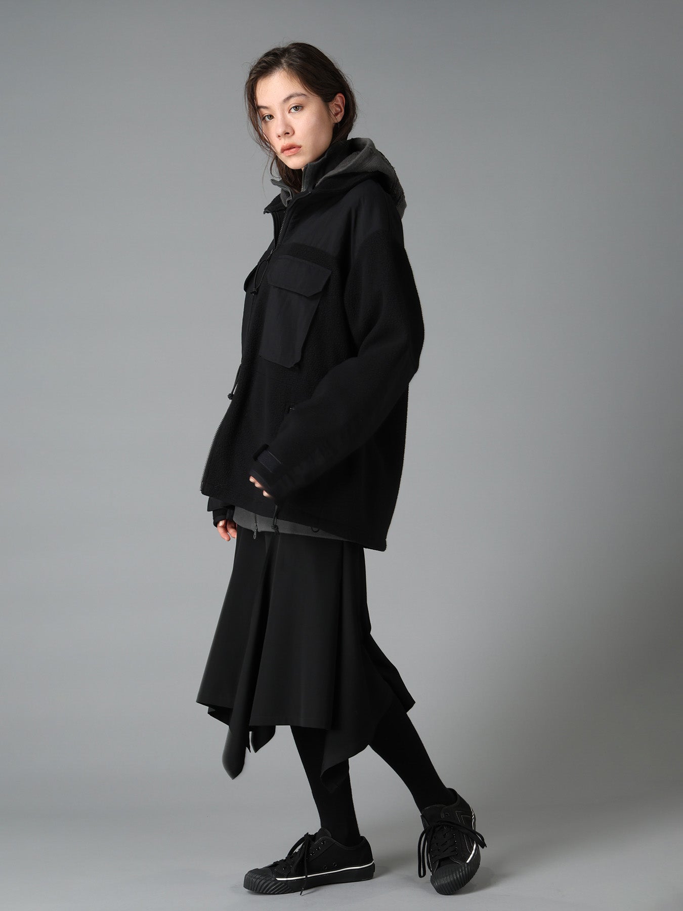 WOOL GABARDINE WRAP SKIRT