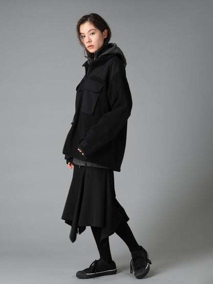 WOOL GABARDINE WRAP SKIRT